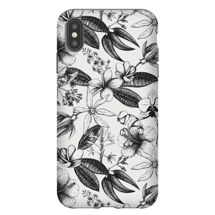 iPhone Xs Max StrongFit Black And White Exotic Flower Pattern by Andrea Haase