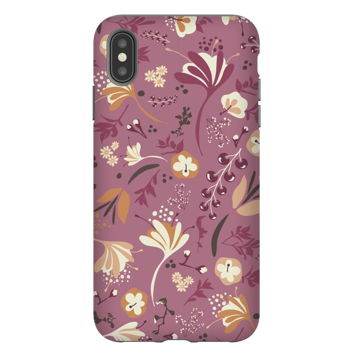 iPhone Xs Max StrongFit Beautiful Blooms on Plum by Paula Ohreen