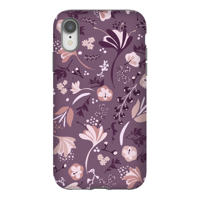 iPhone Xr StrongFit Beautiful Blooms on Purple by Paula Ohreen