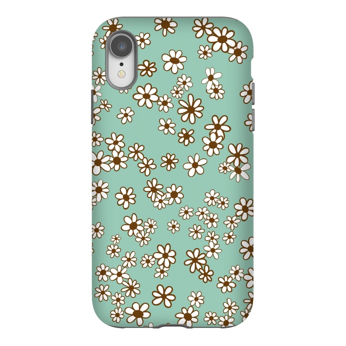 iPhone Xr StrongFit Ditsy Daisies on Blue by Paula Ohreen