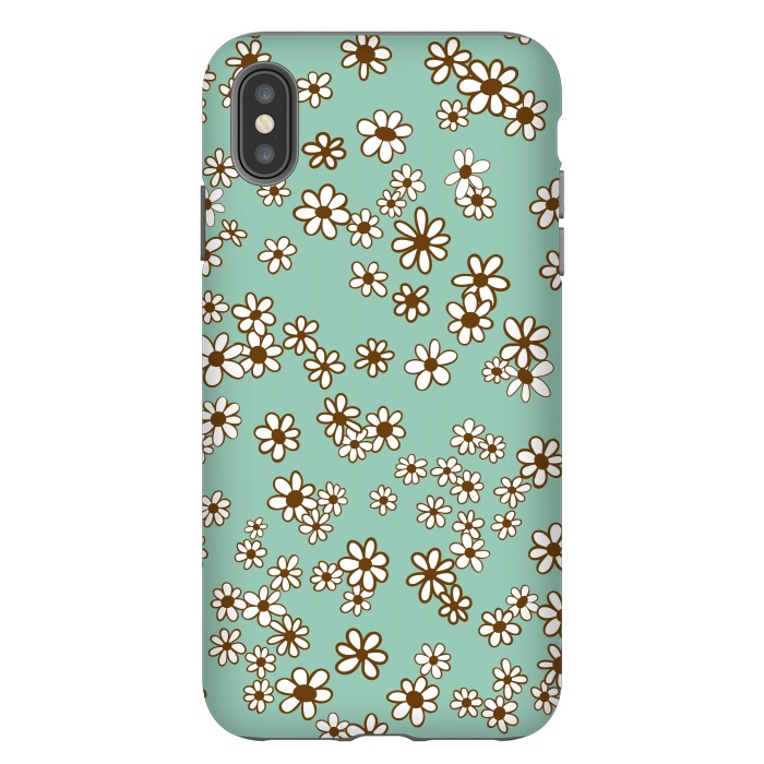 iPhone Xs Max StrongFit Ditsy Daisies on Blue by Paula Ohreen