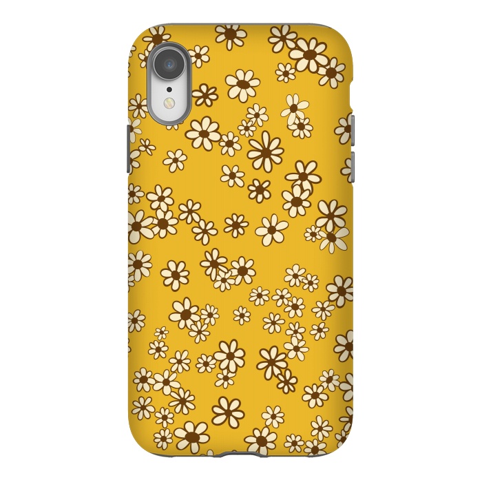 iPhone Xr StrongFit Ditsy Daisies on Mustard by Paula Ohreen