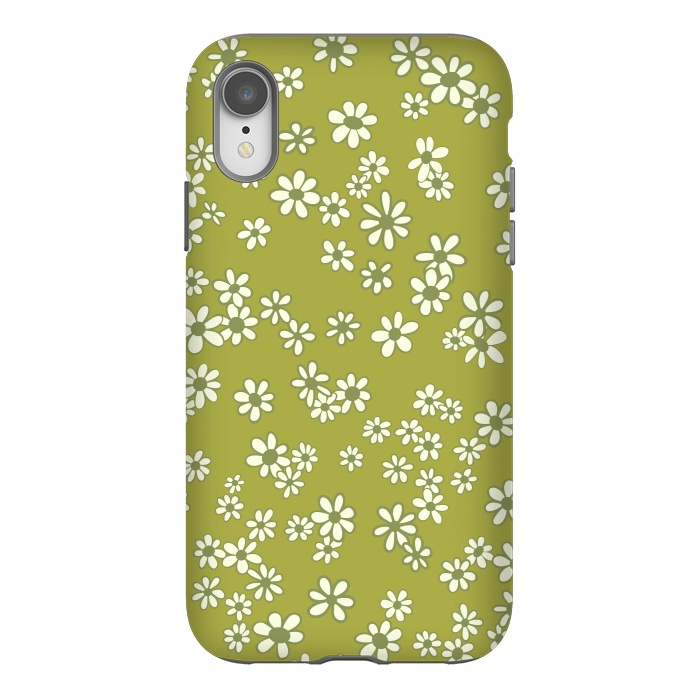 iPhone Xr StrongFit Ditsy Daisies on Green by Paula Ohreen