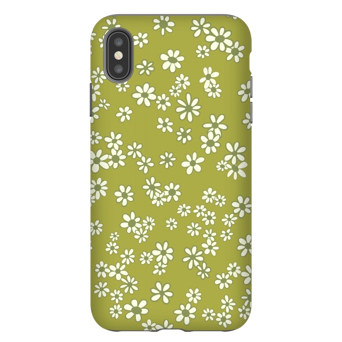iPhone Xs Max StrongFit Ditsy Daisies on Green by Paula Ohreen