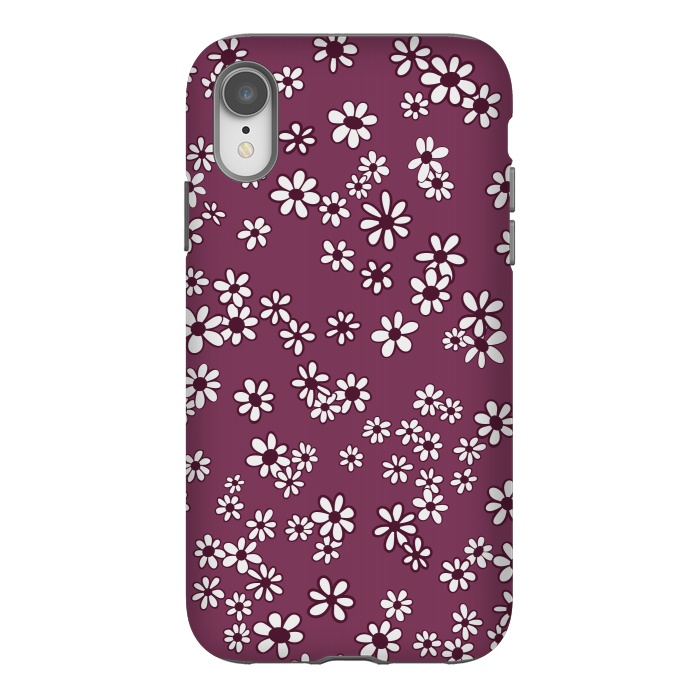 iPhone Xr StrongFit Ditsy Daisies on Purple by Paula Ohreen