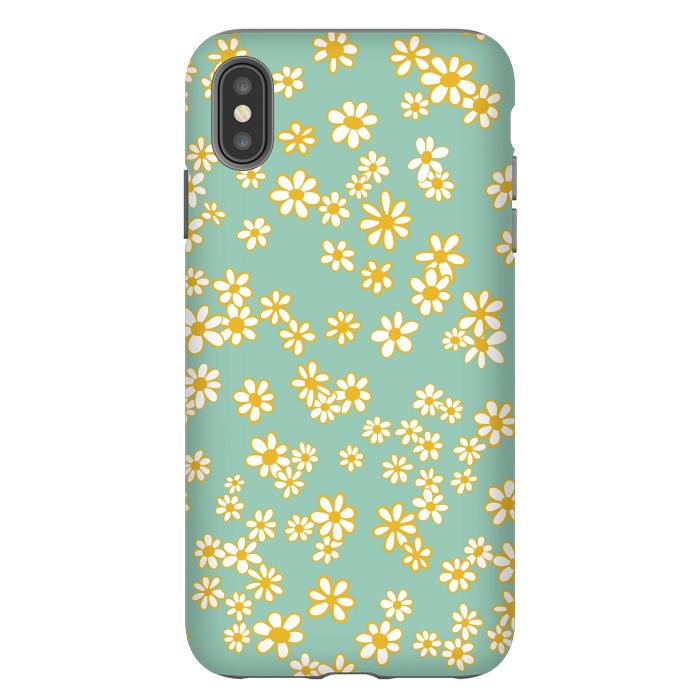 iPhone Xs Max StrongFit Ditsy Daisies on Teal by Paula Ohreen