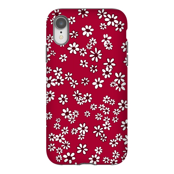 iPhone Xr StrongFit Ditsy Daisies on Bright Pink by Paula Ohreen
