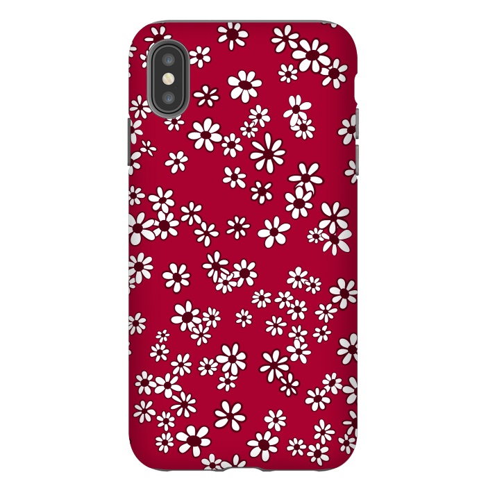 iPhone Xs Max StrongFit Ditsy Daisies on Bright Pink by Paula Ohreen