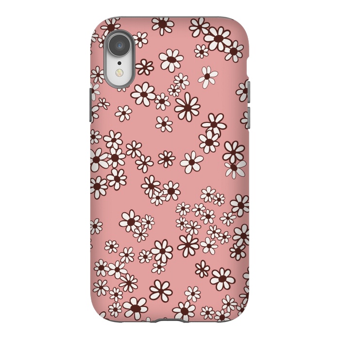 iPhone Xr StrongFit Ditsy Daisies on Pink by Paula Ohreen