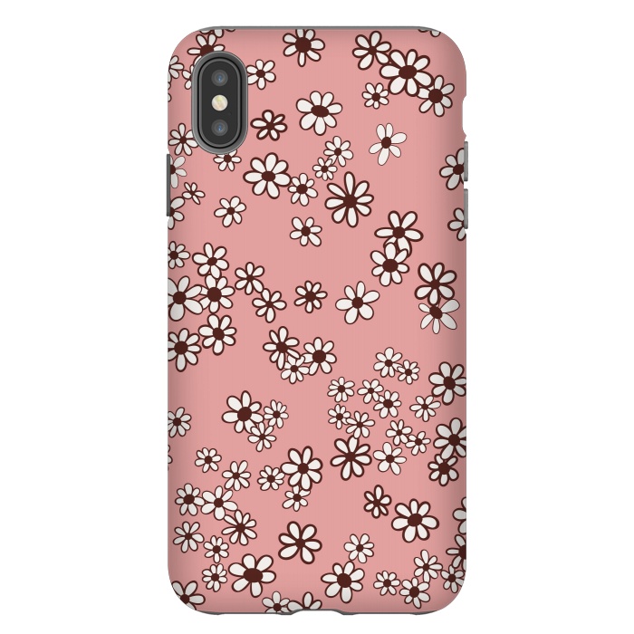 iPhone Xs Max StrongFit Ditsy Daisies on Pink by Paula Ohreen