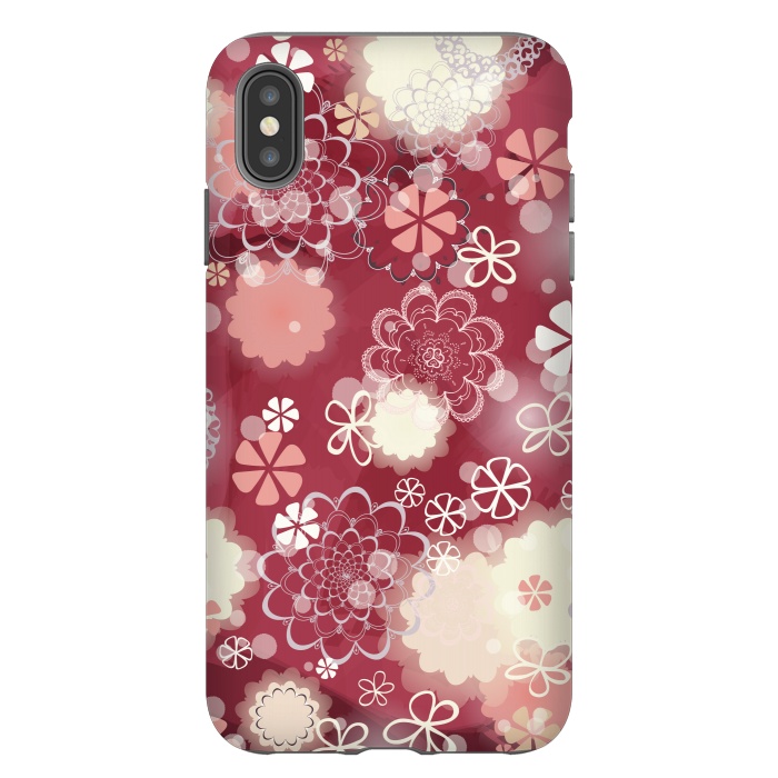 iPhone Xs Max StrongFit Lacy Flowers on Bright Pink by Paula Ohreen