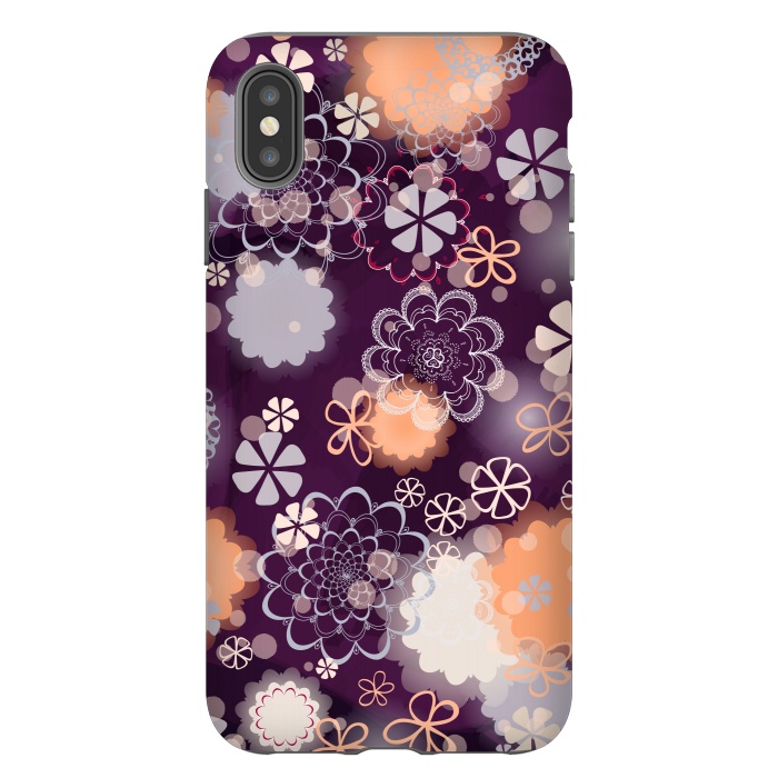 iPhone Xs Max StrongFit Lacy Flowers on Dark Purple by Paula Ohreen