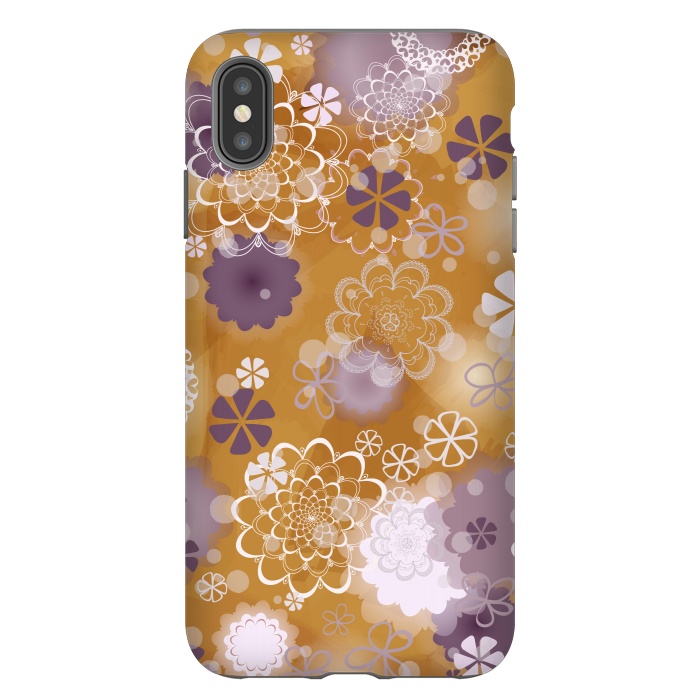 iPhone Xs Max StrongFit Lacy Flowers on Mustard by Paula Ohreen