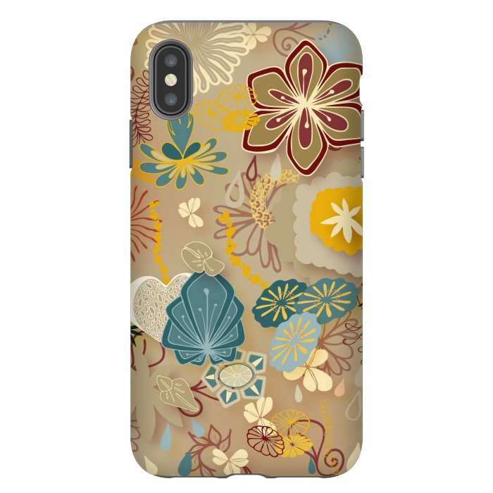 iPhone Xs Max StrongFit Paper-Cut Florals on Gold by Paula Ohreen