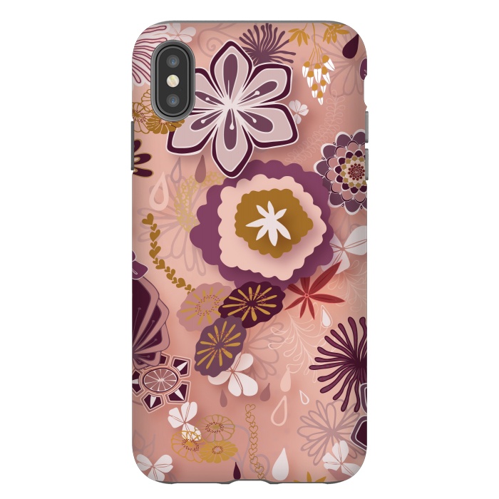 iPhone Xs Max StrongFit Paper-Cut Florals on Pink by Paula Ohreen