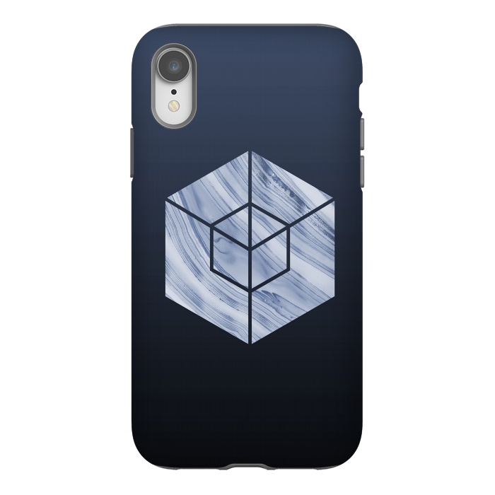 iPhone Xr StrongFit Marbled Hexagon In Shades Of Blue by Andrea Haase