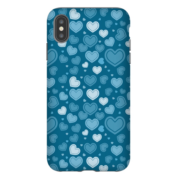 iPhone Xs Max StrongFit Blue Hearts by TMSarts