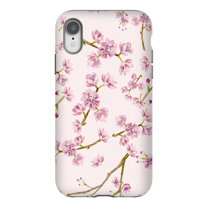 iPhone Xr StrongFit Pink Spring Cherry Blossom Pattern by  Utart