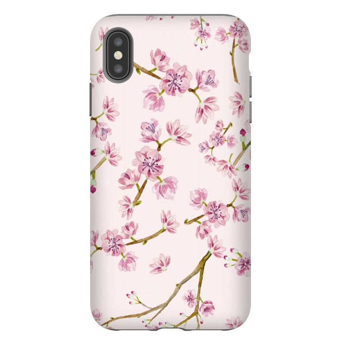 iPhone Xs Max StrongFit Pink Spring Cherry Blossom Pattern by  Utart