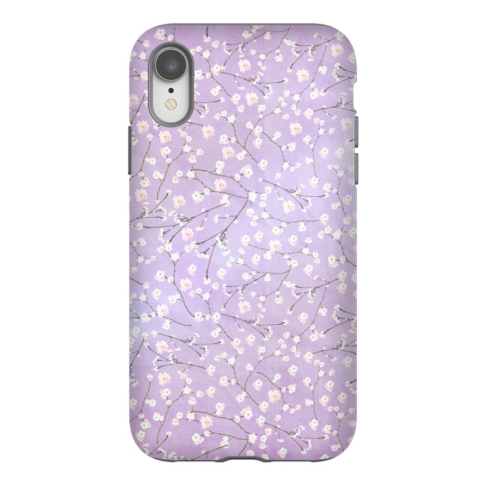iPhone Xr StrongFit Purple Watercolor Spring Cherry Blossom Pattern by  Utart