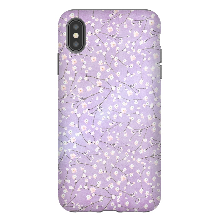 iPhone Xs Max StrongFit Purple Watercolor Spring Cherry Blossom Pattern by  Utart