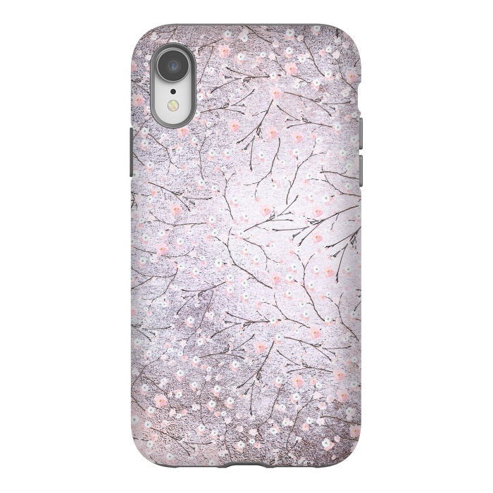 iPhone Xr StrongFit Purple Gray Metal Shiny Cherry Blossom Pattern by  Utart