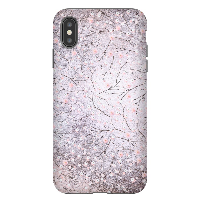 iPhone Xs Max StrongFit Purple Gray Metal Shiny Cherry Blossom Pattern by  Utart