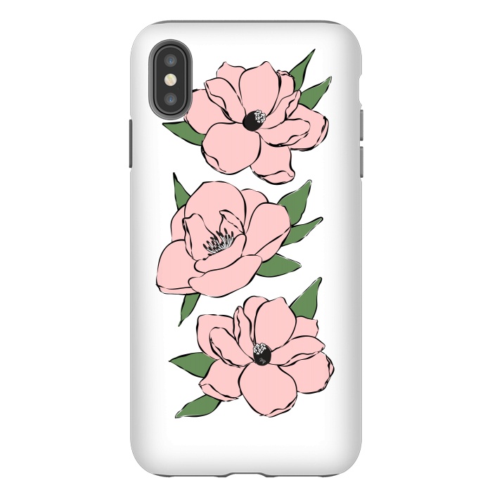 iPhone Xs Max StrongFit Big Pink Flowers by Martina