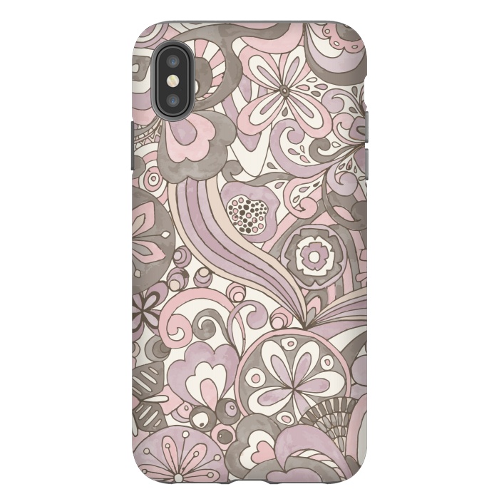 iPhone Xs Max StrongFit Retro Colouring Book Pink and Gray by Paula Ohreen