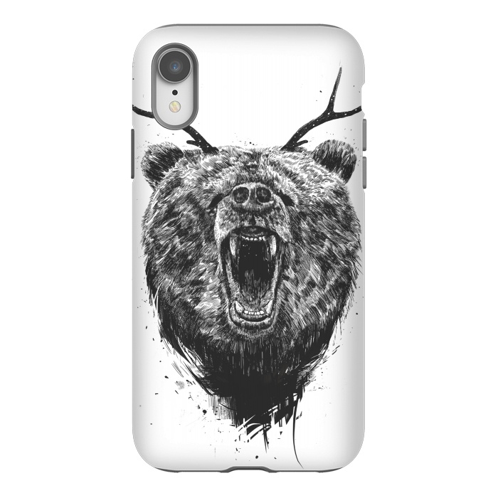 iPhone Xr StrongFit Angry bear with antlers by Balazs Solti