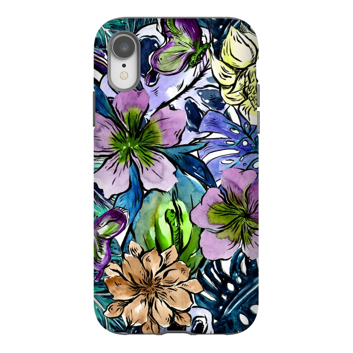 iPhone Xr StrongFit Purple Aloha Hibiscus Tropical Flower Pattern by  Utart
