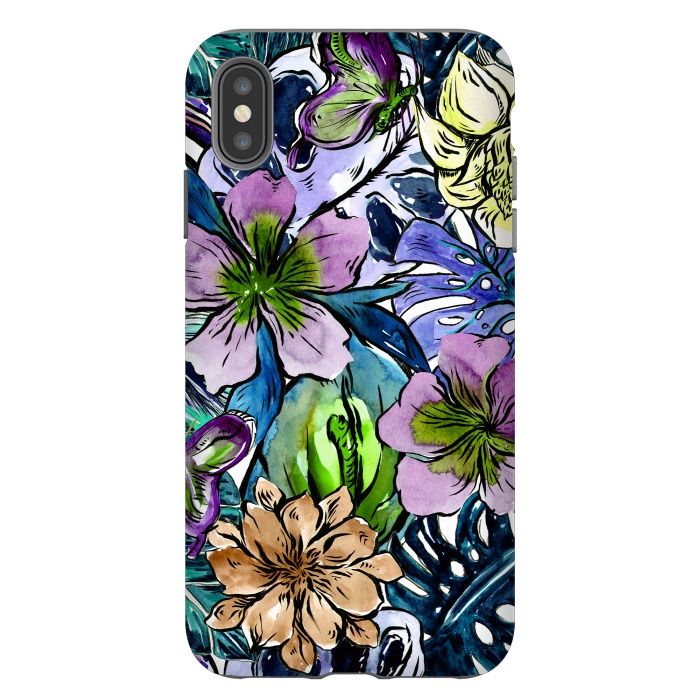 iPhone Xs Max StrongFit Purple Aloha Hibiscus Tropical Flower Pattern by  Utart