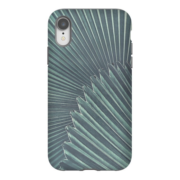 iPhone Xr StrongFit Teal Palm Leaves by Andrea Haase