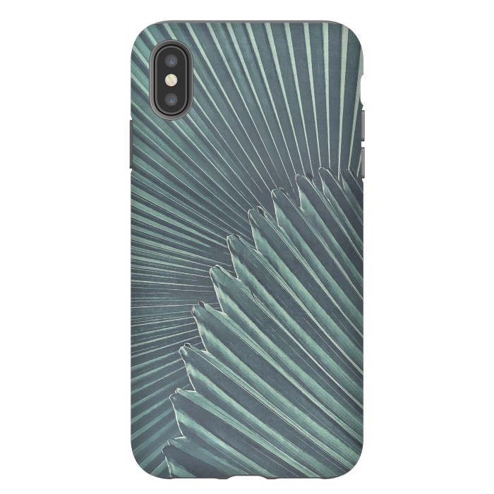 iPhone Xs Max StrongFit Teal Palm Leaves by Andrea Haase