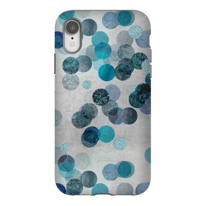 iPhone Xr StrongFit Fancy Faux Glitter Dots In Teal And Turquoise by Andrea Haase