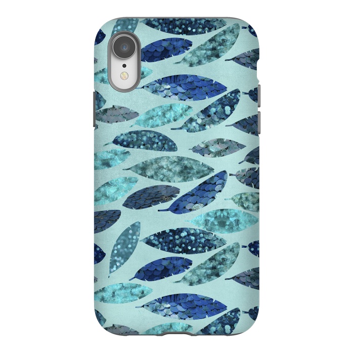 iPhone Xr StrongFit Sparkling Mermaid Feathers Blue And Teal by Andrea Haase