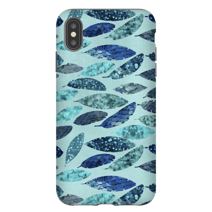 iPhone Xs Max StrongFit Sparkling Mermaid Feathers Blue And Teal by Andrea Haase