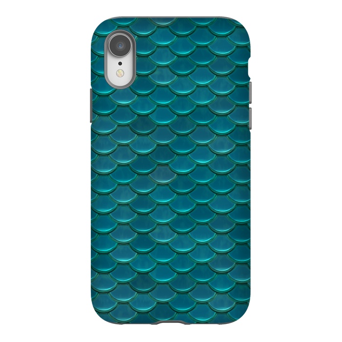iPhone Xr StrongFit Shiny Green Mermaid Scales by Andrea Haase
