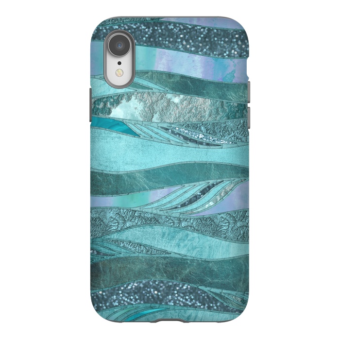 iPhone Xr StrongFit Glamorous Waves Of Turquoise and Teal 2 by Andrea Haase