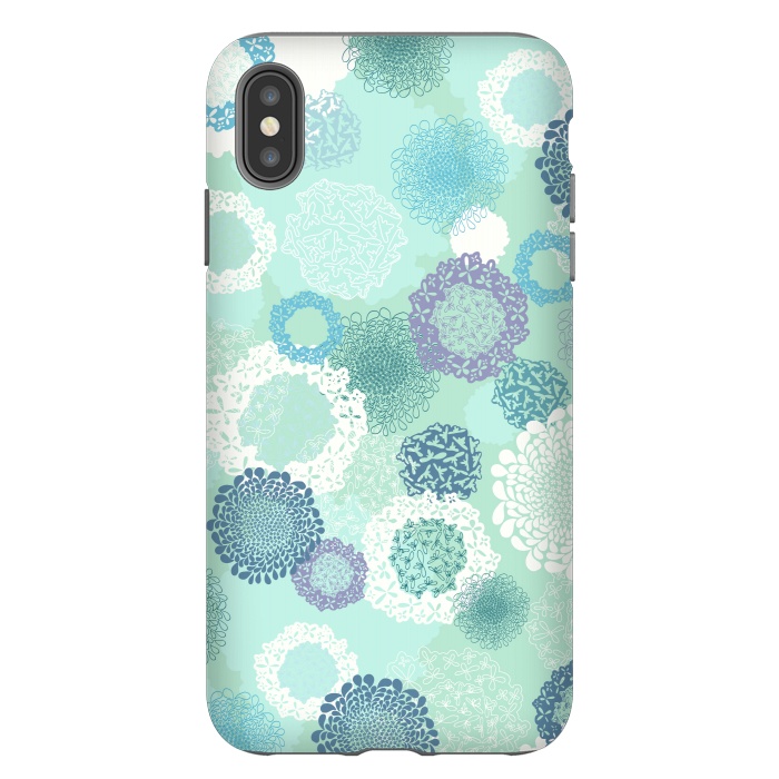 iPhone Xs Max StrongFit Doily Flowers on Teal by Paula Ohreen