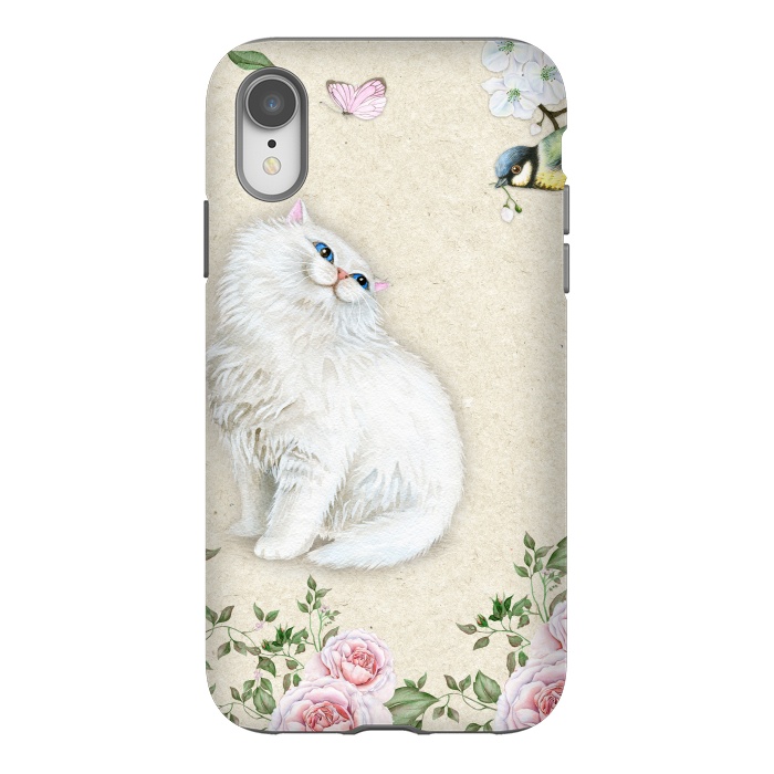 iPhone Xr StrongFit Kitty Welcomes Bird by Creativeaxle