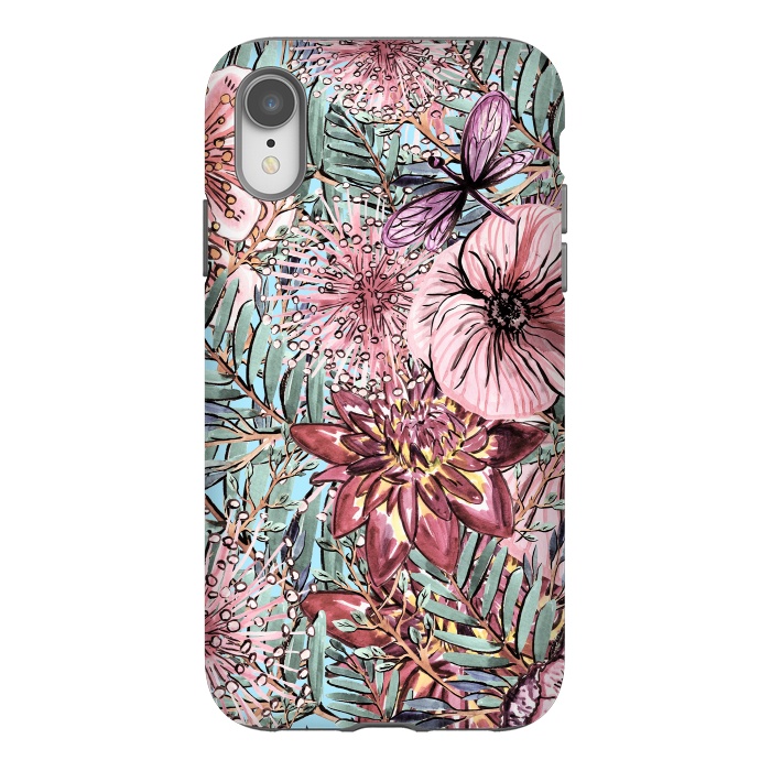 iPhone Xr StrongFit Tropical Vintage Flower Pattern by  Utart
