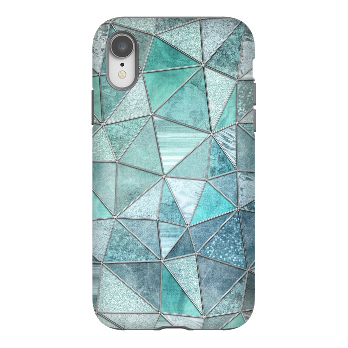 iPhone Xr StrongFit Stained Glass Glamour Teal And Turquoise by Andrea Haase