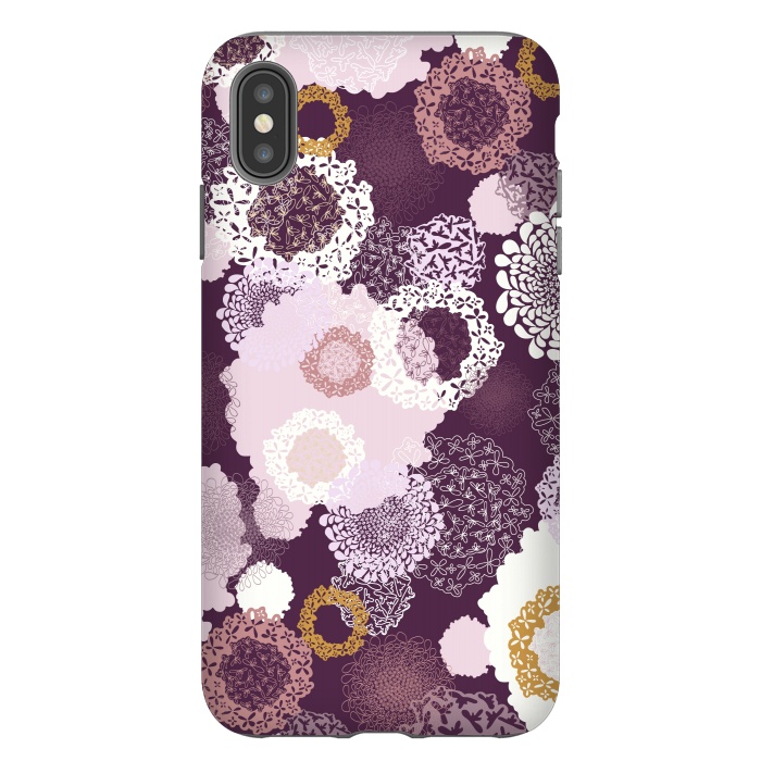 iPhone Xs Max StrongFit Doily Flowers on Purple by Paula Ohreen