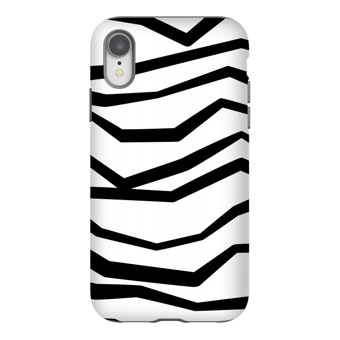 iPhone Xr StrongFit Wavy Zig Zag Stripes Black And White 2 by Andrea Haase