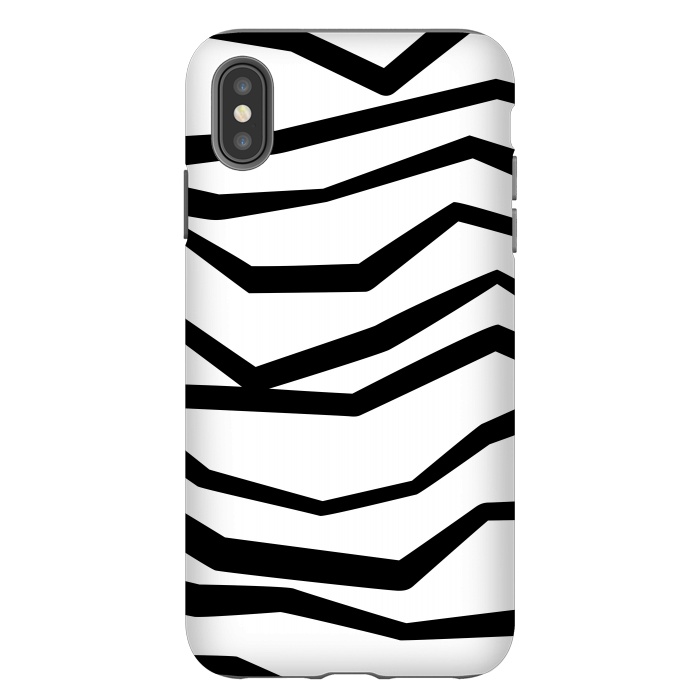 iPhone Xs Max StrongFit Wavy Zig Zag Stripes Black And White 2 by Andrea Haase