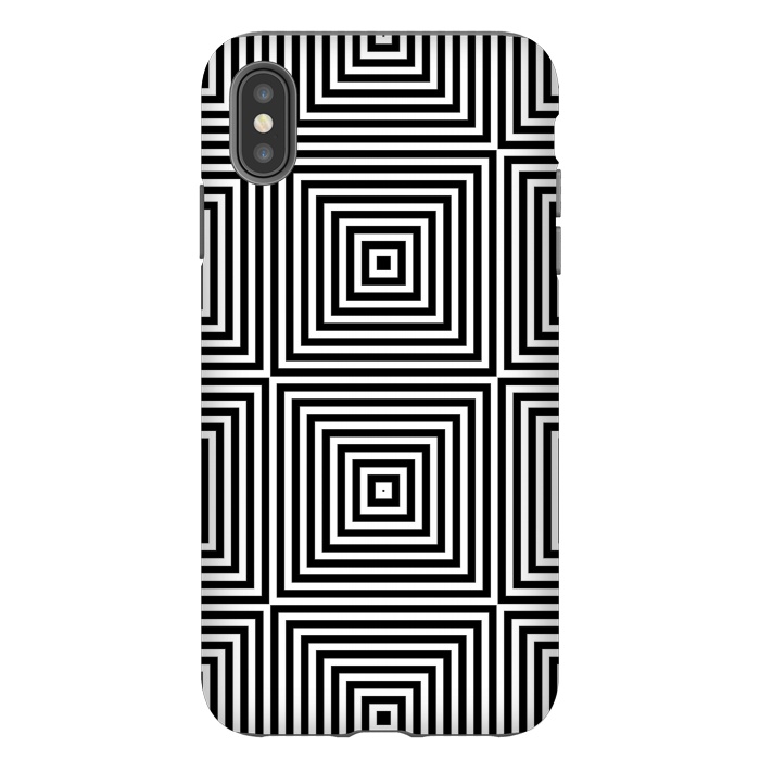 iPhone Xs Max StrongFit Optical Illusion Black And White Squares by Andrea Haase