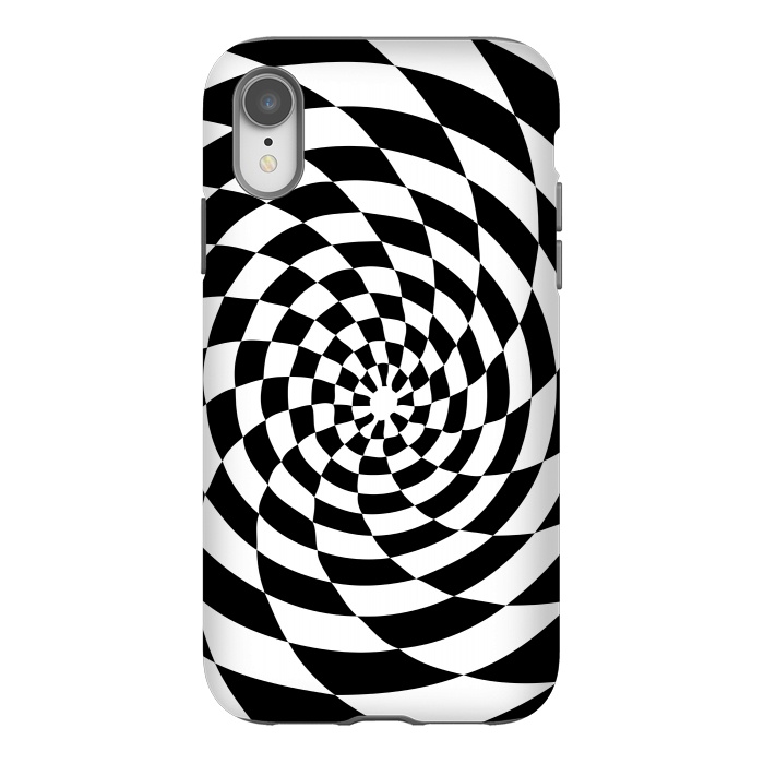 iPhone Xr StrongFit Checker Spiral Black And White by Andrea Haase