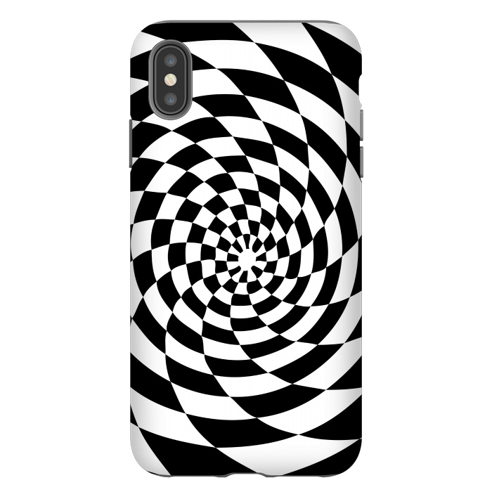 iPhone Xs Max StrongFit Checker Spiral Black And White by Andrea Haase