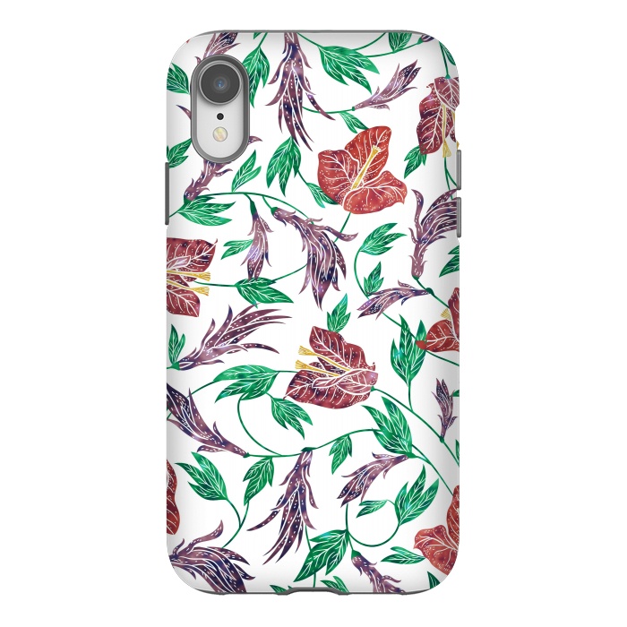 iPhone Xr StrongFit Tropical Flowers Pattern by Dushan Medich